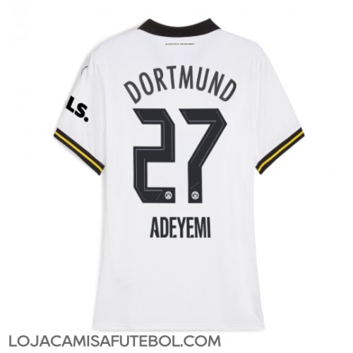 Camisa de Futebol Borussia Dortmund Karim Adeyemi #27 Equipamento Alternativo Mulheres 2024-25 Manga Curta